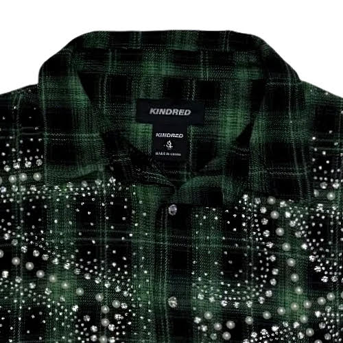 KINDRED RHINESTONE & PEARL FLANNEL SHIRTS GREEN