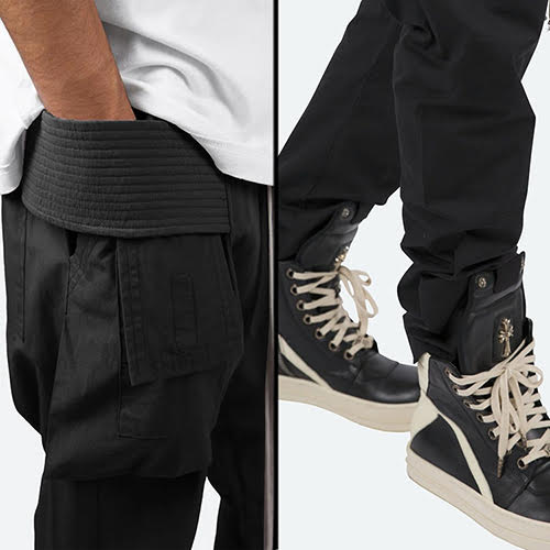 mnml DROP CROTCH CARGO PANTS BLACK