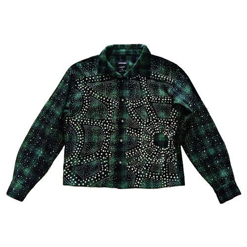 KINDRED RHINESTONE & PEARL FLANNEL SHIRTS GREEN