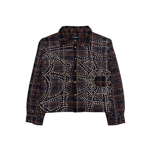 KINDRED RHINESTONE & PEARL FLANNEL SHIRTS BROWN
