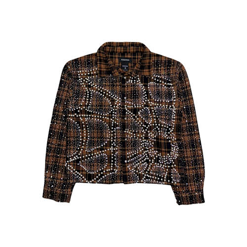 KINDRED RHINESTONE & PEARL FLANNEL SHIRTS CAMEL