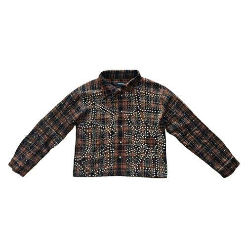 KINDRED RHINESTONE & PEARL FLANNEL SHIRTS CAMEL