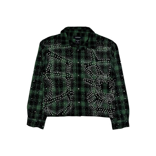 KINDRED RHINESTONE & PEARL FLANNEL SHIRTS GREEN
