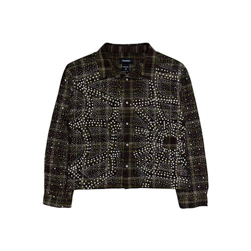 KINDRED RHINESTONE & PEARL FLANNEL SHIRTS OLIVE