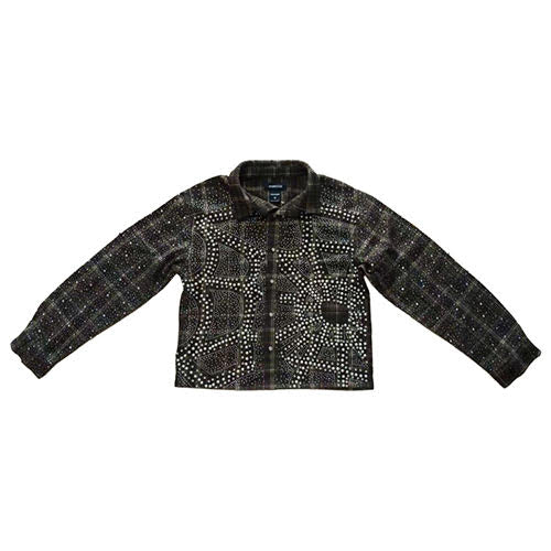 KINDRED RHINESTONE & PEARL FLANNEL SHIRTS OLIVE