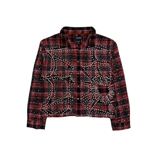 KINDRED RHINESTONE & PEARL FLANNEL SHIRTS RED