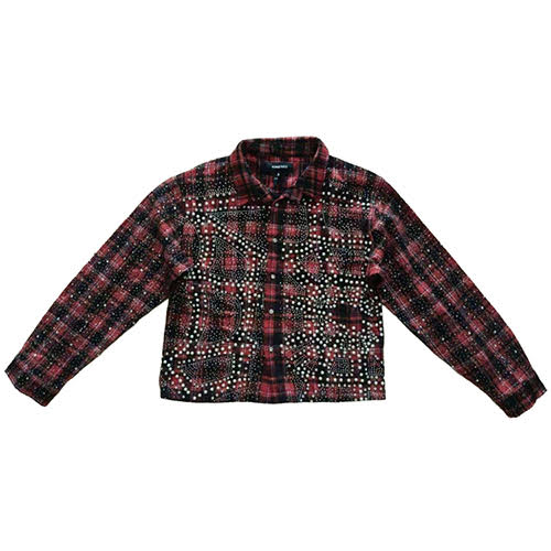 KINDRED RHINESTONE & PEARL FLANNEL SHIRTS RED