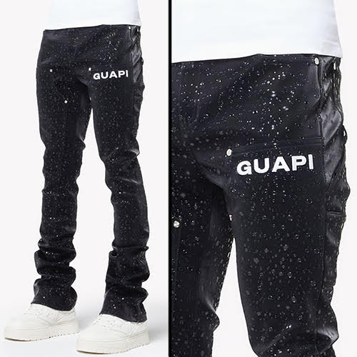 GUAPI OBSIDIAN BLACK RAINDROP LEATHER PANT