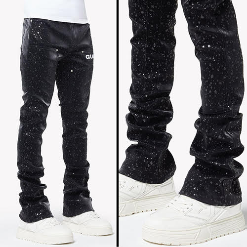 GUAPI OBSIDIAN BLACK RAINDROP LEATHER PANT