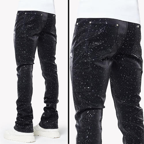 GUAPI OBSIDIAN BLACK RAINDROP LEATHER PANT