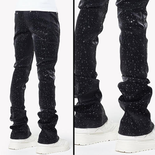 GUAPI OBSIDIAN BLACK RAINDROP LEATHER PANT