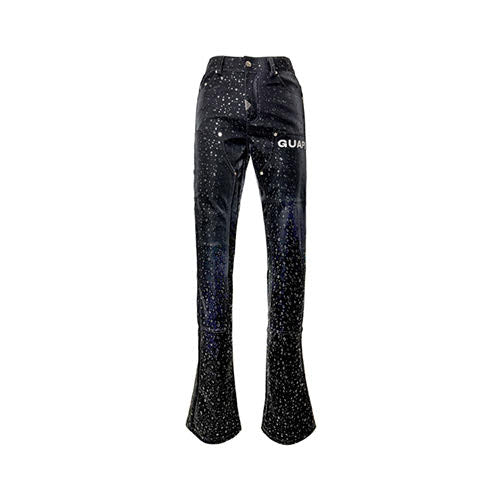 GUAPI OBSIDIAN BLACK RAINDROP LEATHER PANT