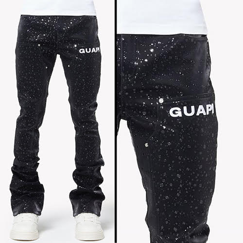 GUAPI OBSIDIAN BLACK RAINDROP LEATHER PANT