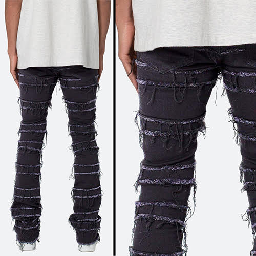 mnml X597 PANELED SKINNY STACKED DENIM - BLACK