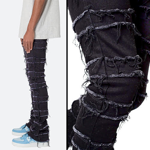 mnml X597 PANELED SKINNY STACKED DENIM - BLACK