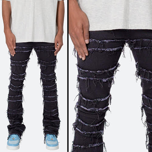 mnml X597 PANELED SKINNY STACKED DENIM - BLACK