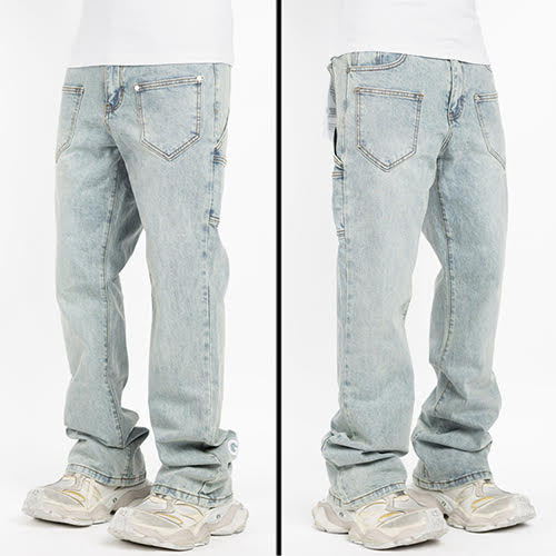 GUAPI AQUA BLUE FLARED DENIM
