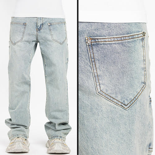 GUAPI AQUA BLUE FLARED DENIM