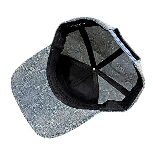 VICIOUS EMBELLISHED DENIM HAT BLUE