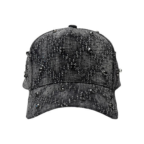VICIOUS EMBELLISHED DENIM HAT DARK GREY