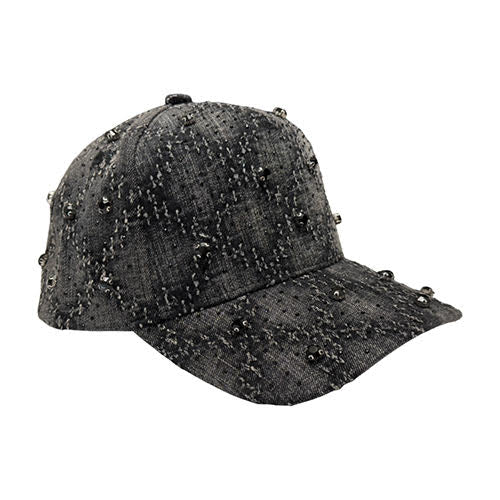 VICIOUS EMBELLISHED DENIM HAT DARK GREY