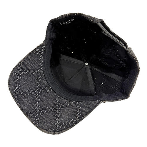 VICIOUS EMBELLISHED DENIM HAT DARK GREY