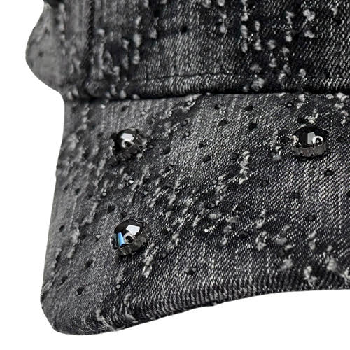 VICIOUS EMBELLISHED DENIM HAT DARK GREY