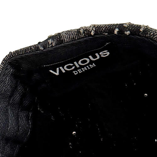 VICIOUS EMBELLISHED DENIM HAT DARK GREY