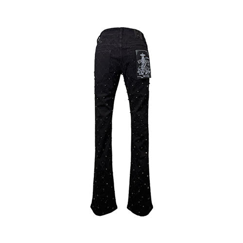 VICIOUS EMBELLISH RHINESTONE FLARE DENIM