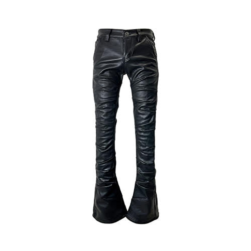 VALABASAS AK-79 BLACK LEATHER STACKED FLARE