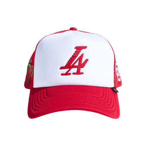 REFERENCE PARADISE LA TRUCKER CAP WHITE/RED