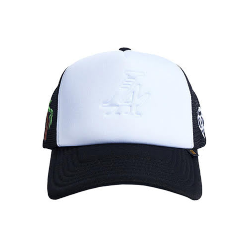 REFERENCE PARADISE LA EMBOSSED TRUCKER CAP WHITE/BLACK