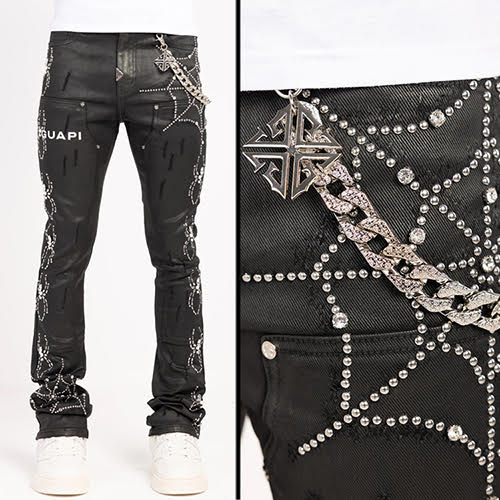 GUAPI OBSIDIAN BLACK WAXED SPIDER DENIM