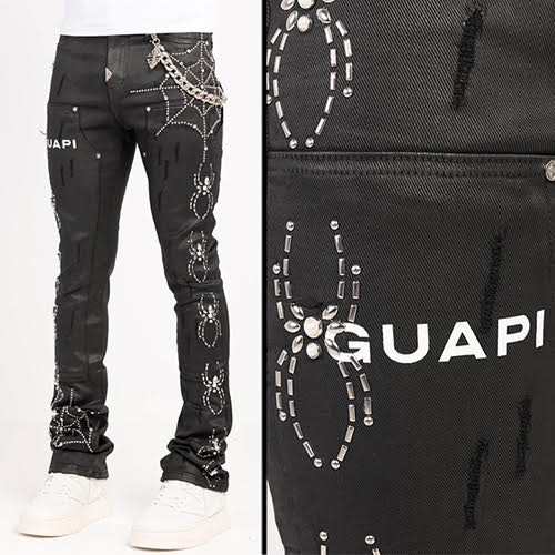 GUAPI OBSIDIAN BLACK WAXED SPIDER DENIM