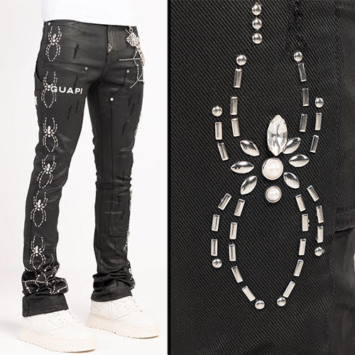 GUAPI OBSIDIAN BLACK WAXED SPIDER DENIM