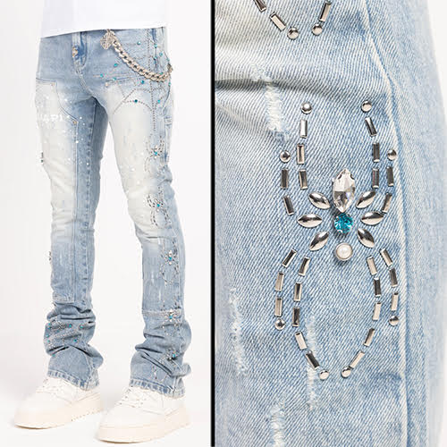 GUAPI AQUA BLUE SPIDER DENIM