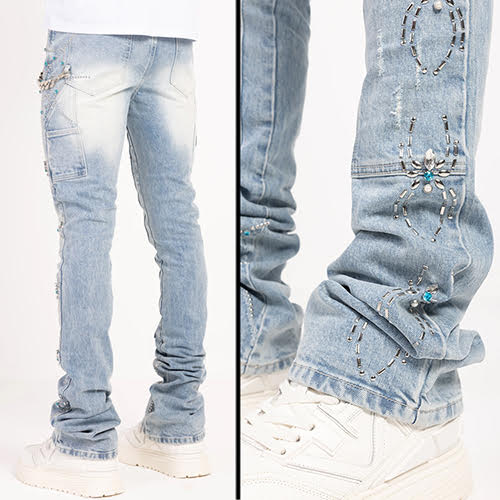 GUAPI AQUA BLUE SPIDER DENIM