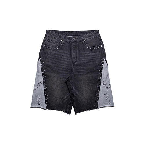 PAPER MONEY CRYSTALIZED SPLIT SHORTS IN BLACK