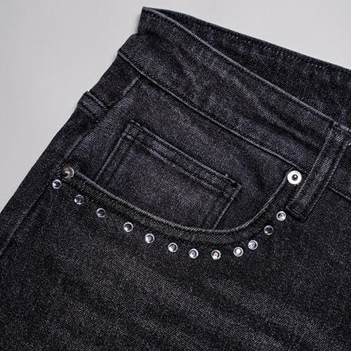 PAPER MONEY CRYSTALIZED SPLIT SHORTS IN BLACK