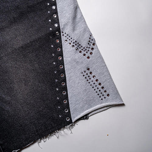 PAPER MONEY CRYSTALIZED SPLIT SHORTS IN BLACK