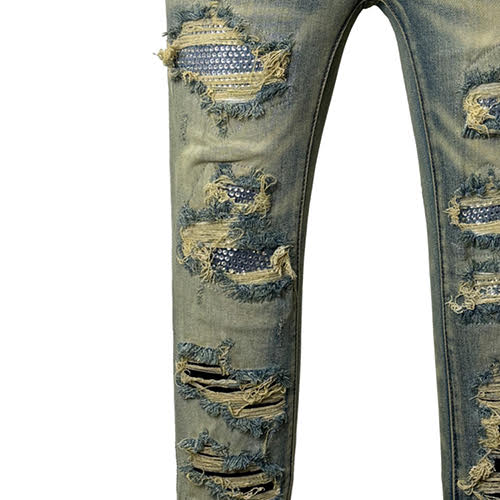 mnml X201 RHINESTONE SKINNY DENIM - BLUE