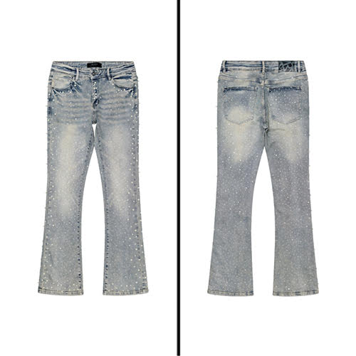 REVEER PEARLS BLUE WASH FLARE DENIM