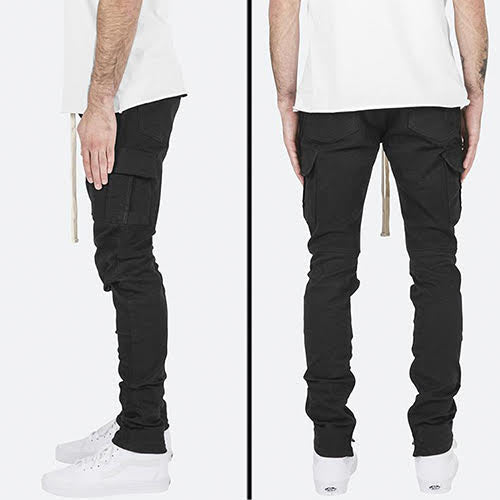 mnml CARGO DRAWCORD PANTS - BLACK