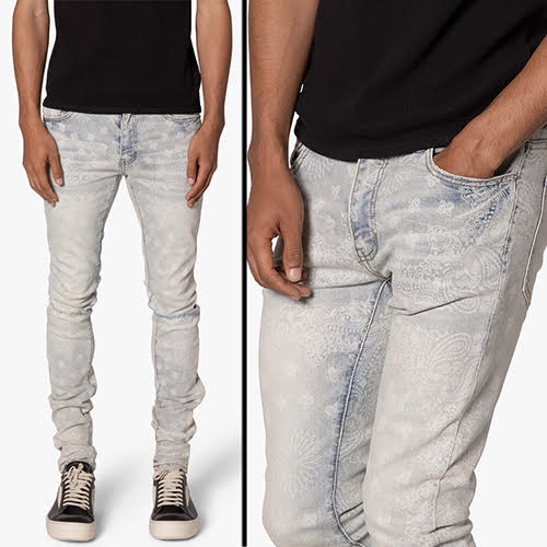 mnml X696 PAISLEY PATTERNED SKINNY DENIM