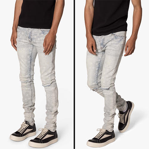 mnml X696 PAISLEY PATTERNED SKINNY DENIM