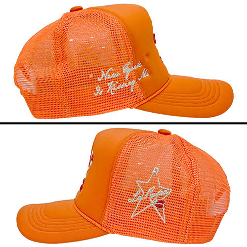 LA ROPA NY IS KISSING ME TRUCKER HAT ORANGE