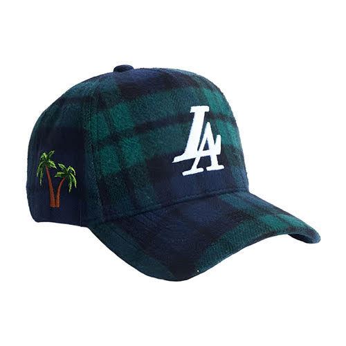 REFERENCE PARADISE LA (PLAID CHAINSTITCH) STRAPBACK CAP BLUE/GREEN