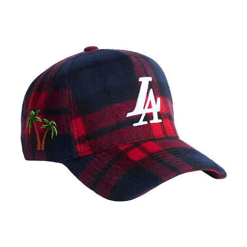 REFERENCE PARADISE LA (PLAID CHAINSTITCH) STRAPBACK CAP RED/BLUE