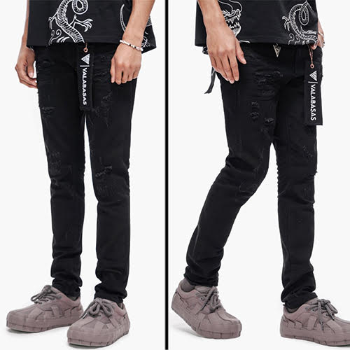 VALABASAS COLLAGE SKINNY DENIM JET BLACK