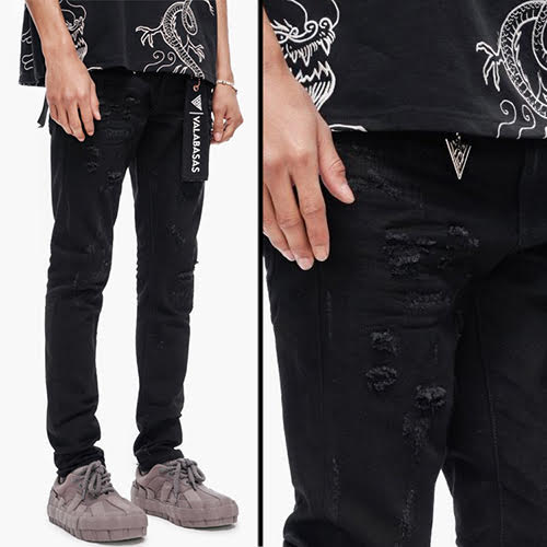 VALABASAS COLLAGE SKINNY DENIM JET BLACK